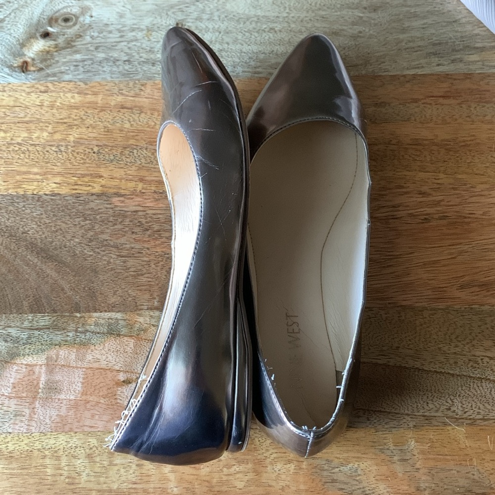 Nine West silver pointed flats 6 6M - Picture 5 of 14
